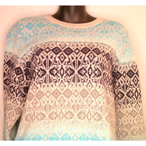 Talbot's Crew Neck Fair Isle Sweater Women's 2X Petite Icelandic, Nordic - Picture 2 of 9